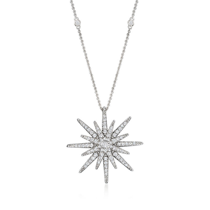 .75 ct. t.w. Diamond Starburst Necklace in Sterling Silver image number 0