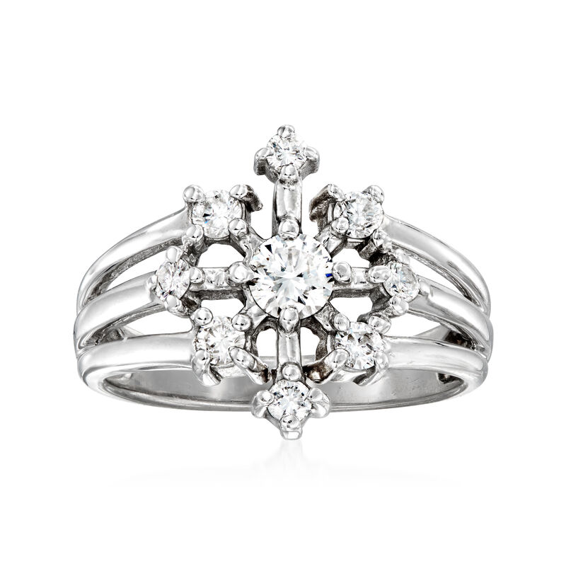 C. 1990 Vintage .70 ct. t.w. Diamond Snowflake Ring in 14kt White Gold. Size 5 image number 0