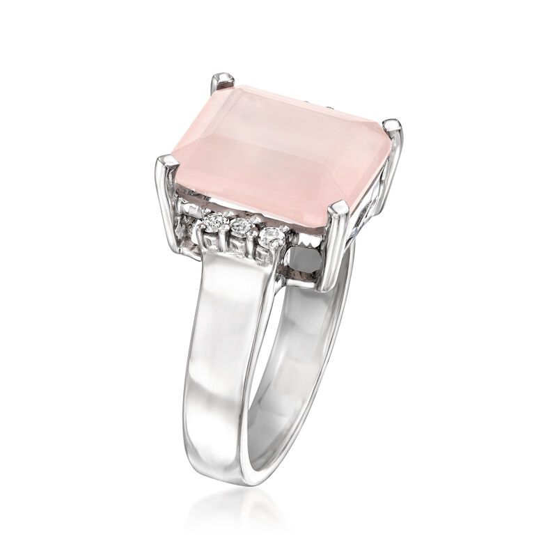 5.00 Carat Rose Quartz Ring with .10 ct. t.w. White Topaz in Sterling Silver image number 2