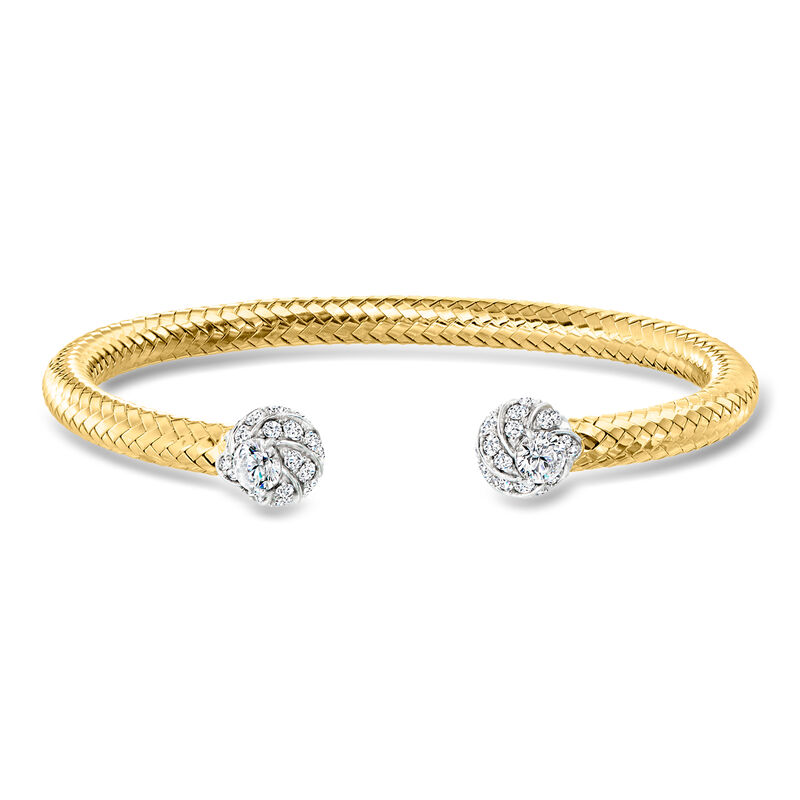 Charles Garnier 2.10 ct. t.w. CZ Ball Cuff Bracelet in 18kt Gold Over Sterling with Sterling Silver. 7.5" image number 0
