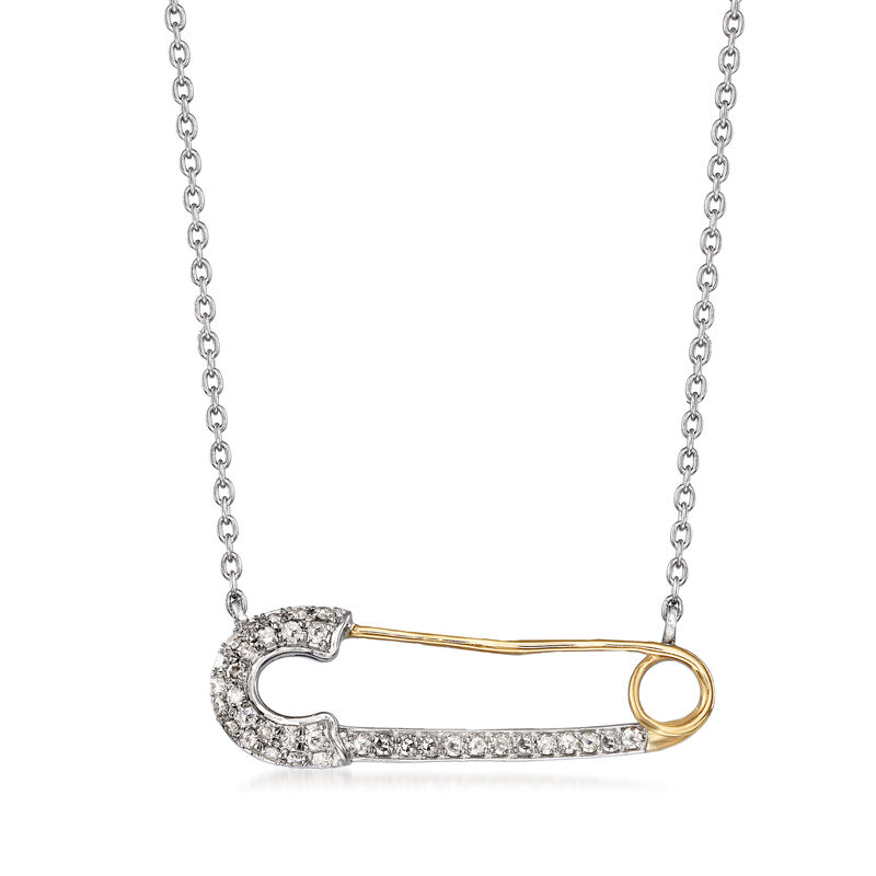 .21 ct. t.w. Diamond Safety Pin Necklace in Sterling Silver and 14kt Yellow Gold image number 0