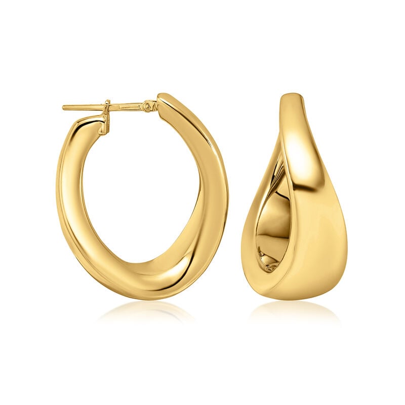 Italian 14kt Yellow Gold Twisted U-Shaped Hoop Earrings. 1 3/16" image number 0