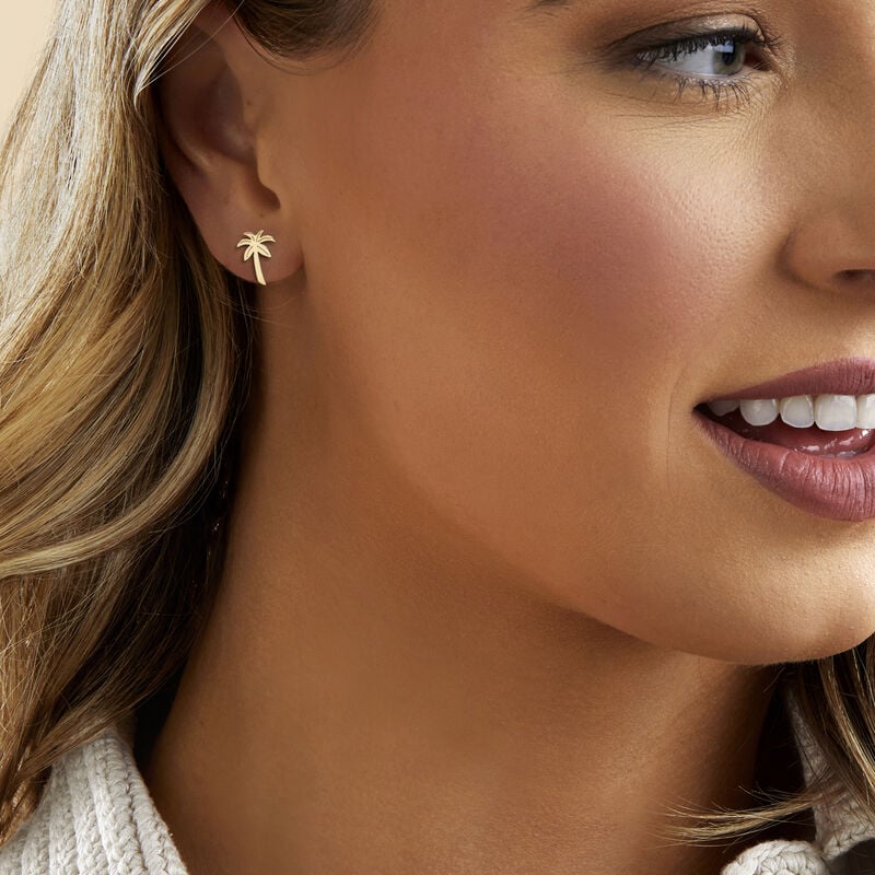 Italian 10kt Yellow Gold Palm Tree Stud Earrings image number 1