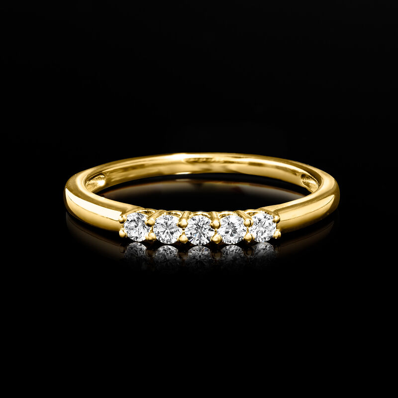 .20 ct. t.w. Lab-Grown Diamond Five-Stone Ring in 18kt Gold Over Sterling image number 3
