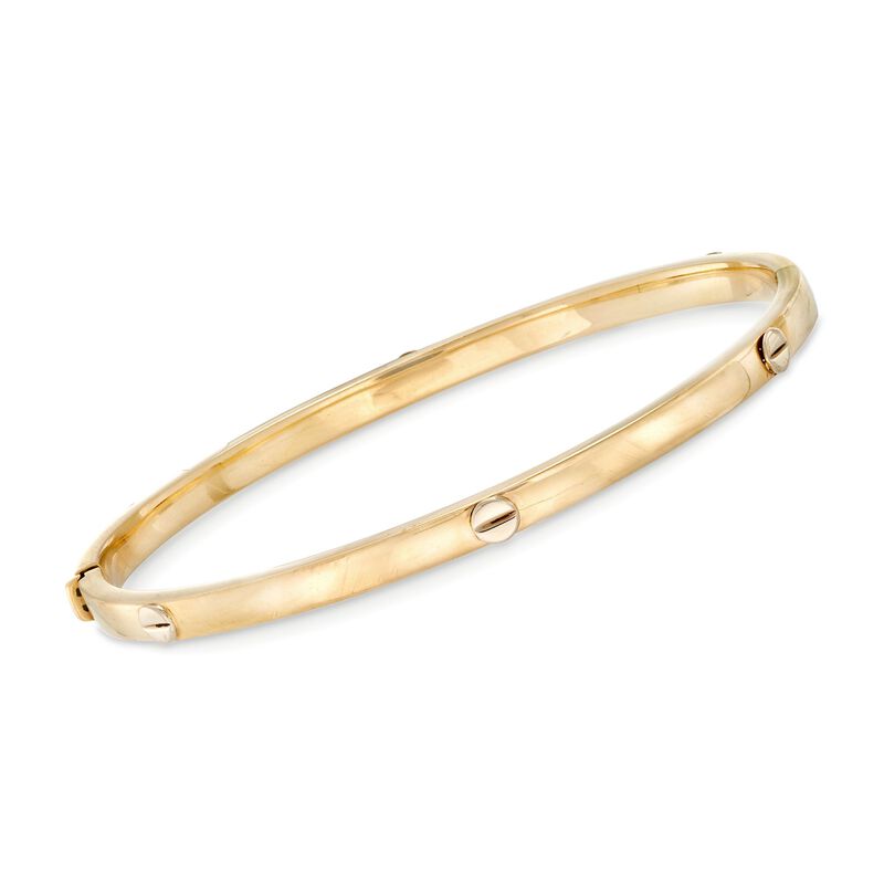 C. 1990 Vintage 14kt Yellow Gold Screw Head Bangle Bracelet image number 0