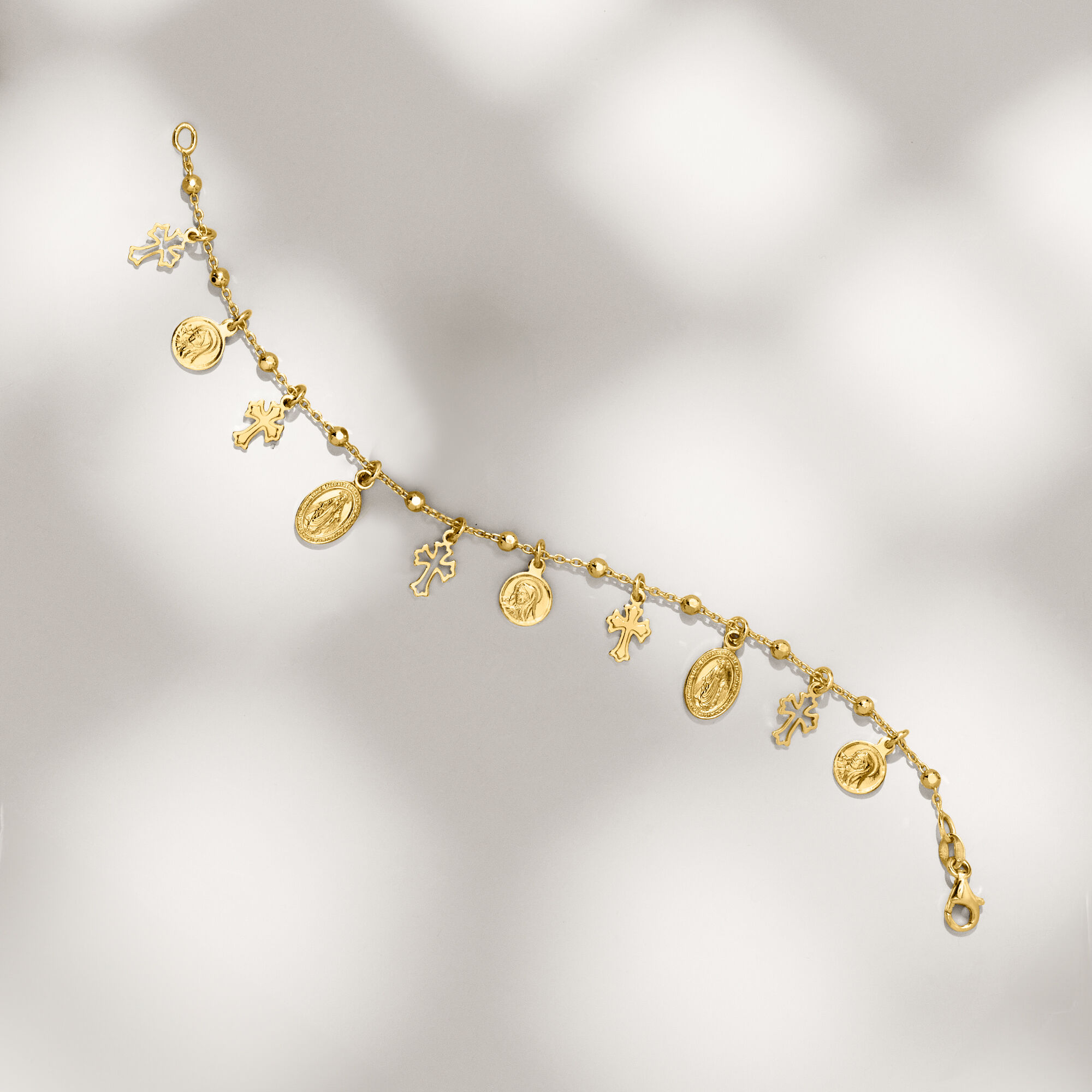 Italian 18kt Gold Over Sterling Religious Charm Bracelet | Ross Simons