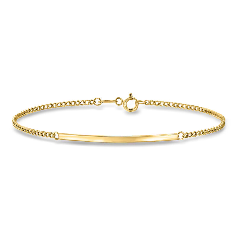 10kt Yellow Gold Curb-Link Bar Bracelet. 7" image number 0
