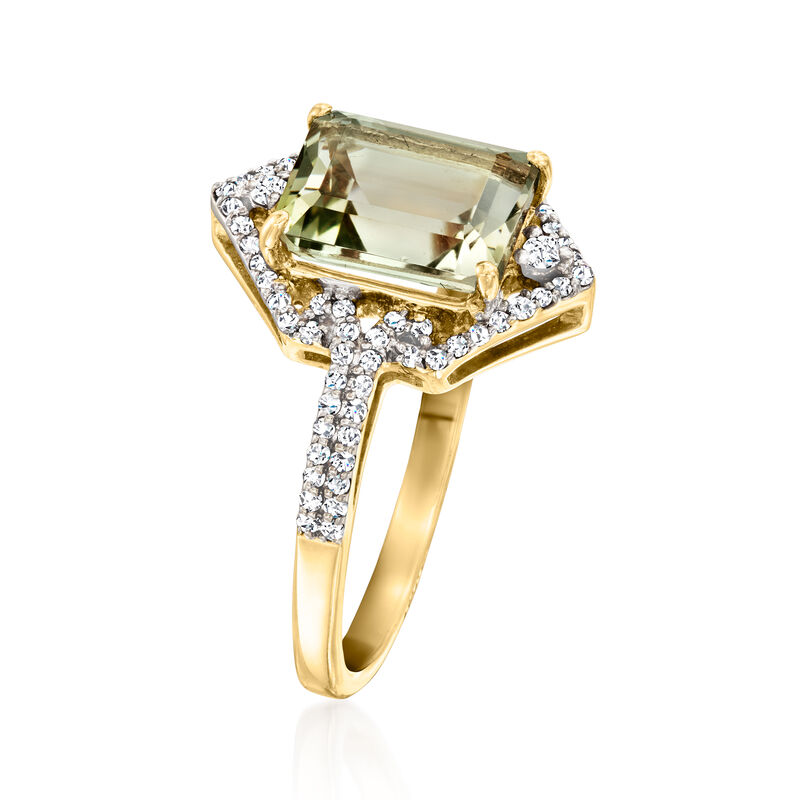 2.00 Carat Prasiolite Ring with .25 ct. t.w. Diamonds in 14kt Yellow Gold image number 1