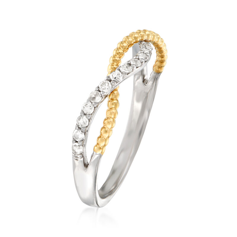 .25 ct. t.w. Diamond Twisted Bead Ring in Sterling Silver and 14kt Yellow Gold image number 2