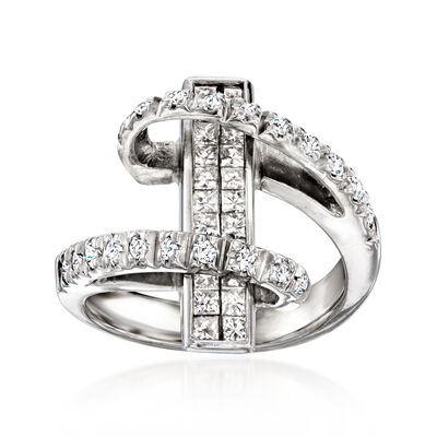 C. 1990 Vintage .90 ct. t.w. Diamond Open-Space Ring in 14kt White Gold