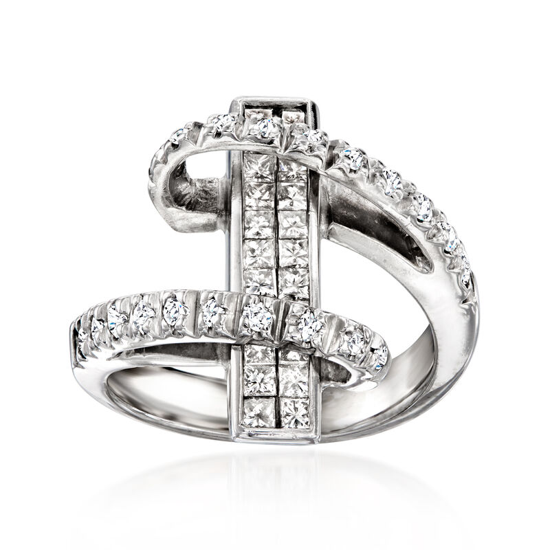 C. 1990 Vintage .90 ct. t.w. Diamond Open-Space Ring in 14kt White Gold. Size 7 image number 0