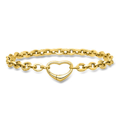 Italian 14kt Yellow Gold Heart Twisted-Link Bracelet