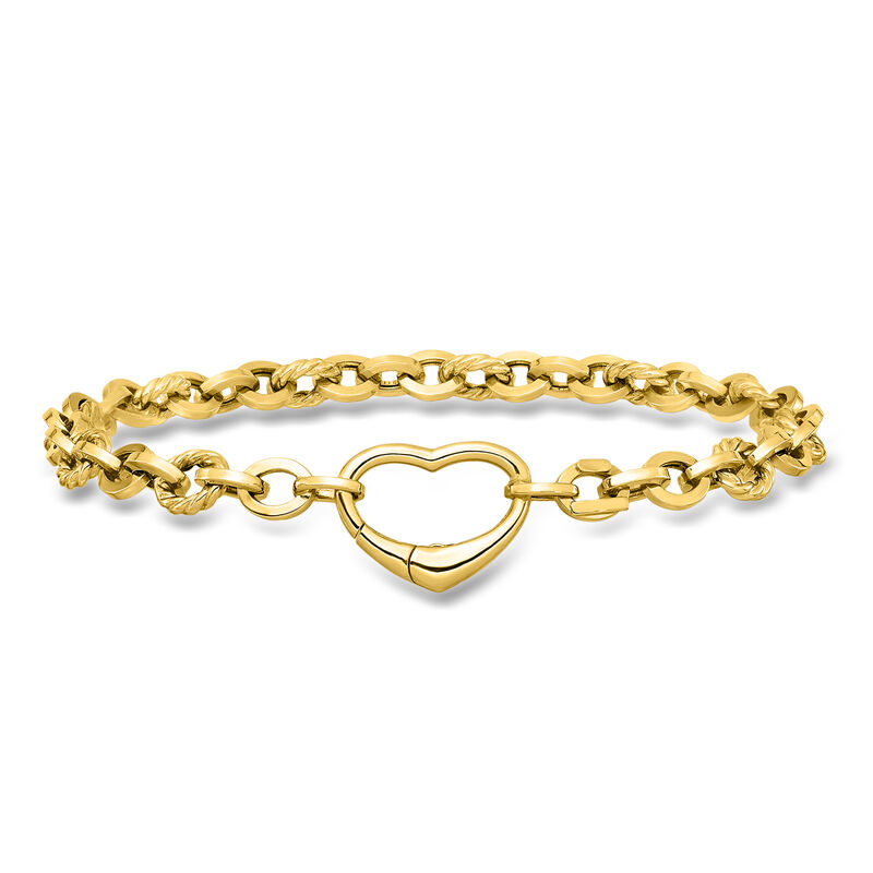 Italian 14kt Yellow Gold Heart Twisted-Link Bracelet. 7.5" image number 0