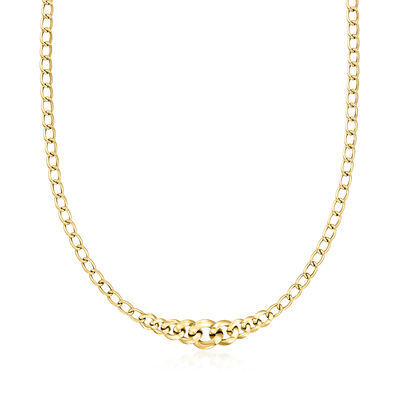 Italian 14kt Yellow Gold Graduated Curb-Link Necklace