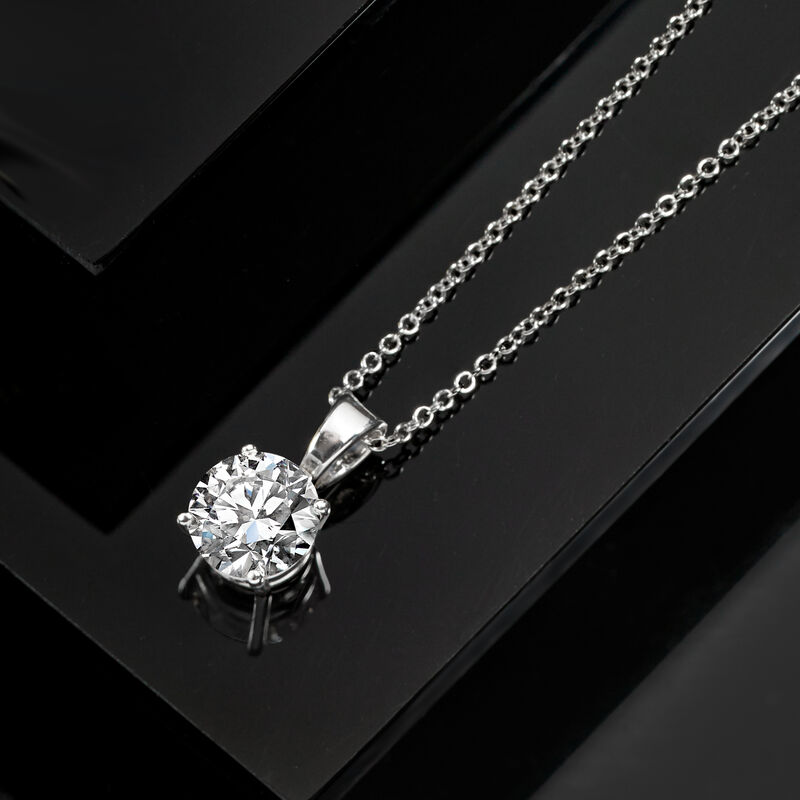 1.00 Carat Lab-Grown Diamond Solitaire Necklace in 14kt White Gold image number 2