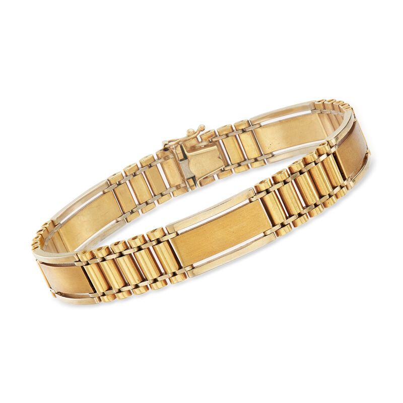 C. 1990 Vintage 14kt Two-Tone Gold Link Bracelet image number 0