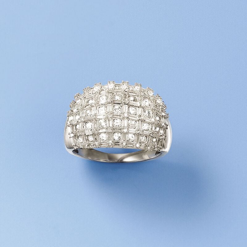1.95 ct. t.w. Diamond Basketweave Ring in Sterling Silver image number 3