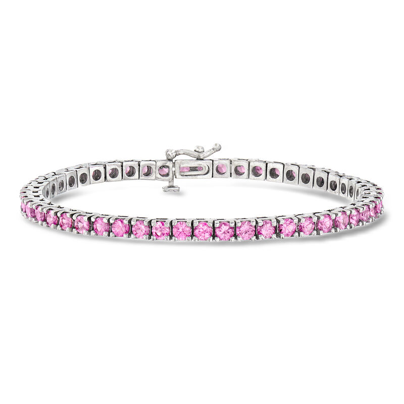 C. 1990 Vintage 6.00 ct. t.w. Pink Sapphire Tennis Bracelet in 14kt White Gold. 7" image number 0