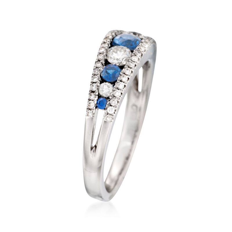 Gregg Ruth .38 ct. t.w. Sapphire and .46 ct. t.w. Diamond Ring in 18kt White Gold image number 2