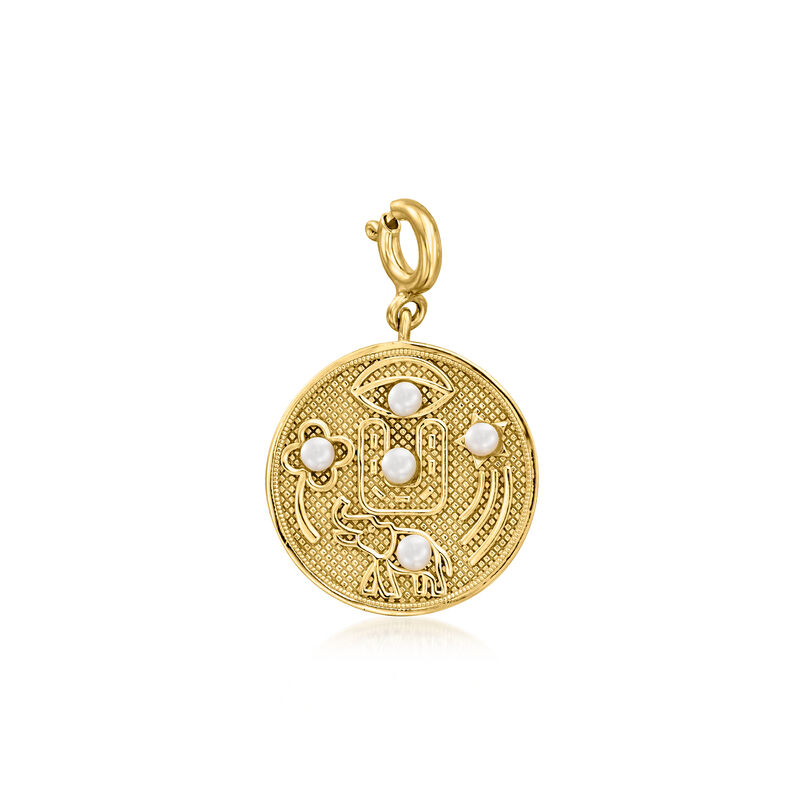 2-2.5mm Cultured Pearl Good Luck Symbols Charm in 18kt Gold Over Sterling  image number 0