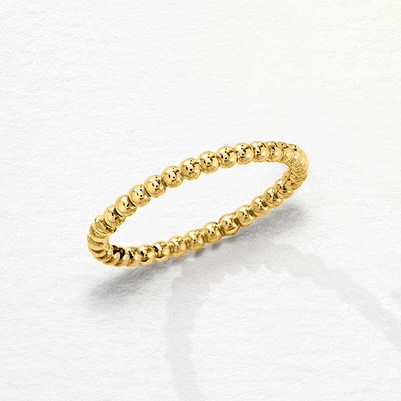 Italian 2mm 14kt Yellow Gold Bead Ring image number 4