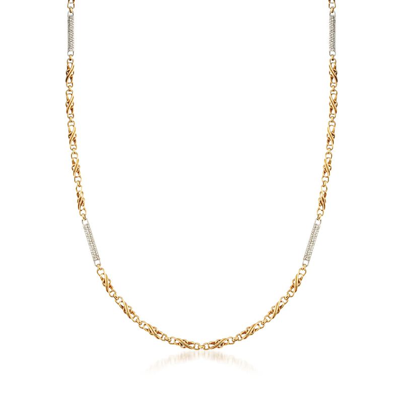 C. 1990 Vintage 2.20 ct. t.w. Diamond Bar Station Necklace in 18kt Two-Tone Gold. 36&quot; image number 1