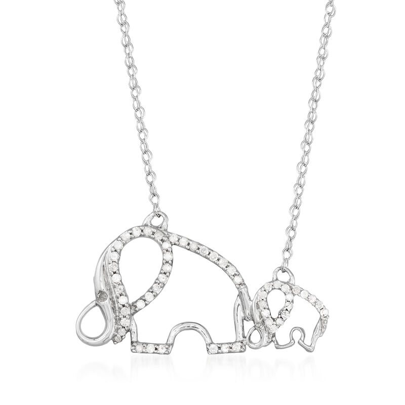 .25 ct. t.w. Diamond Double-Elephant Necklace in Sterling Silver image number 0