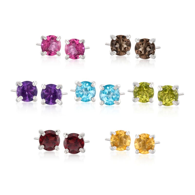 7.00 ct. t.w. Multi-Gemstone Jewelry Set: Seven Pairs of Stud Earrings in Sterling Silver  image number 0