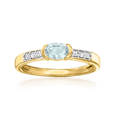 .30 Carat Aquamarine and .10 ct. t.w. White Zircon Ring in 18kt Gold Over Sterling