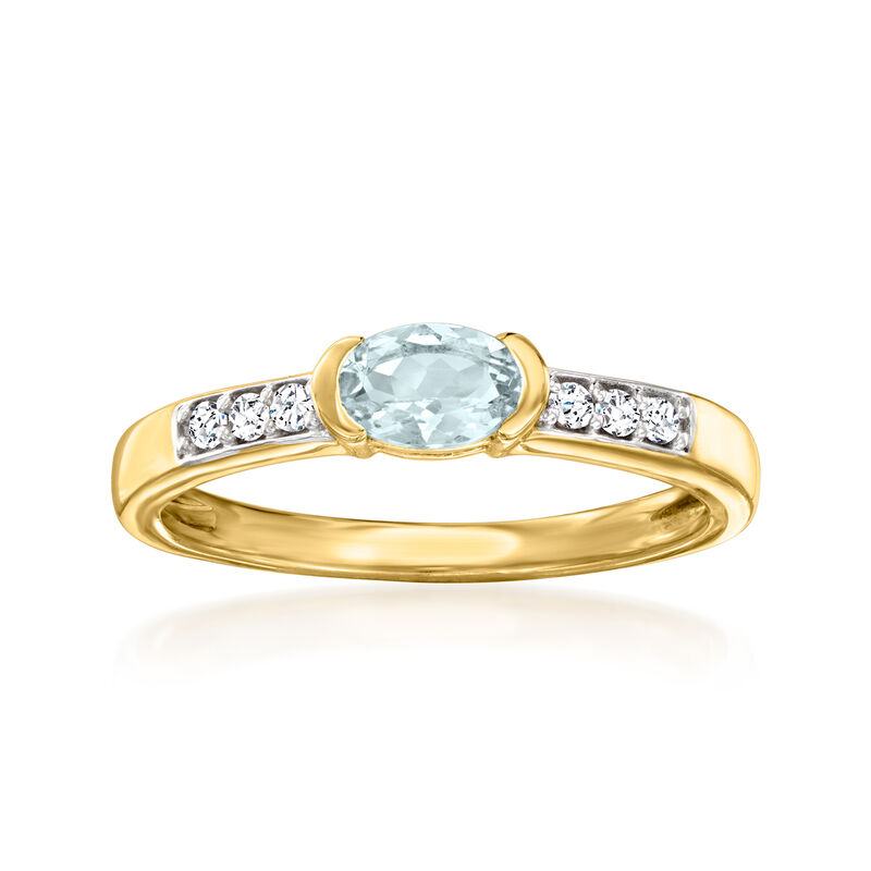 .30 Carat Aquamarine and .10 ct. t.w. White Zircon Ring in 18kt Gold Over Sterling image number 0