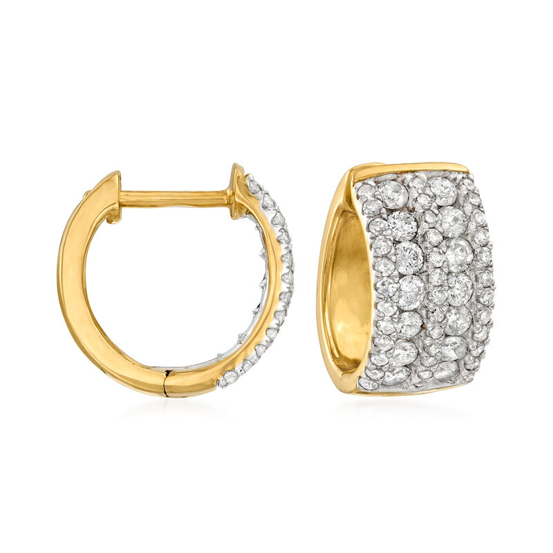 1.00 ct. t.w. Diamond Huggie Hoop Earrings in 14kt Yellow Gold. 3/8&quot; image number 0