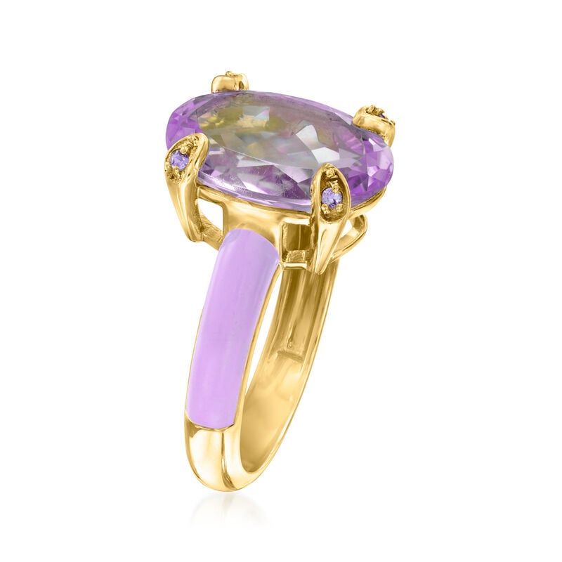 5.00 Carat Amethyst Ring with Amethyst and Pastel Purple Enamel in 18kt Gold Over Sterling image number 2