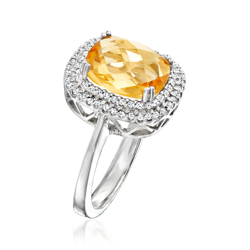 3.50 Carat Citrine and .21 ct. t.w. Diamond Ring in 14kt White Gold image number 2