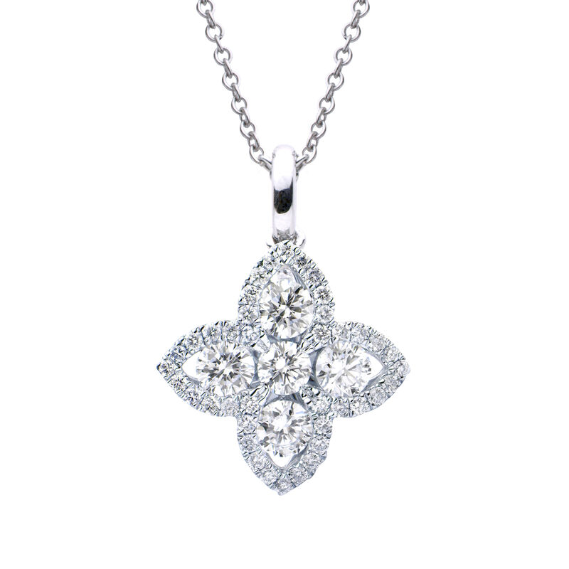 .46 ct. t.w. Diamond Flower Pendant Necklace in 18kt White Gold image number 0