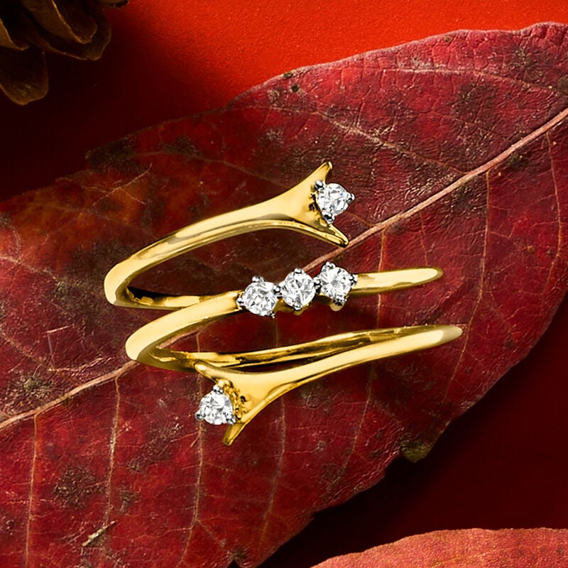 .15 ct. t.w. Diamond Wrap Ring in 18kt Gold Over Sterling image number 3