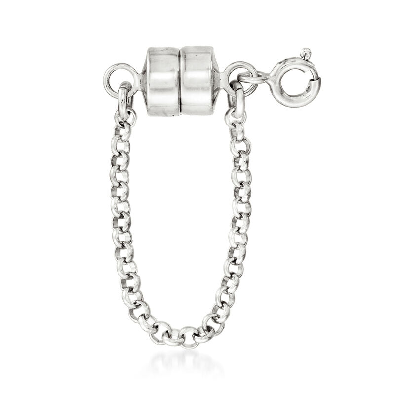 Italian Sterling Silver Magnetic Clasp Converter with Safety Chain image number 0