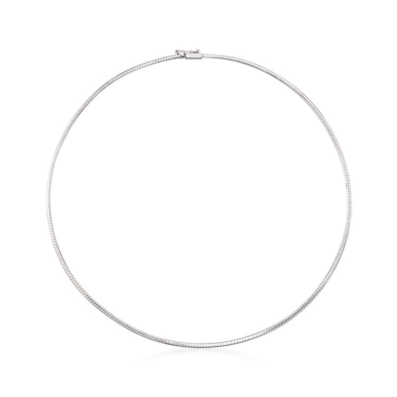 Italian 2mm 14kt White Gold Omega Necklace image number 0
