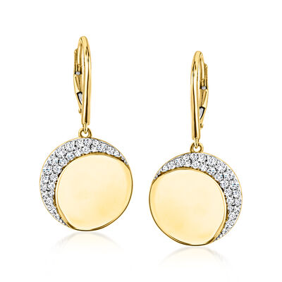 .50 ct. t.w. Diamond Crescent Moon Drop Earrings in 18kt Yellow Gold