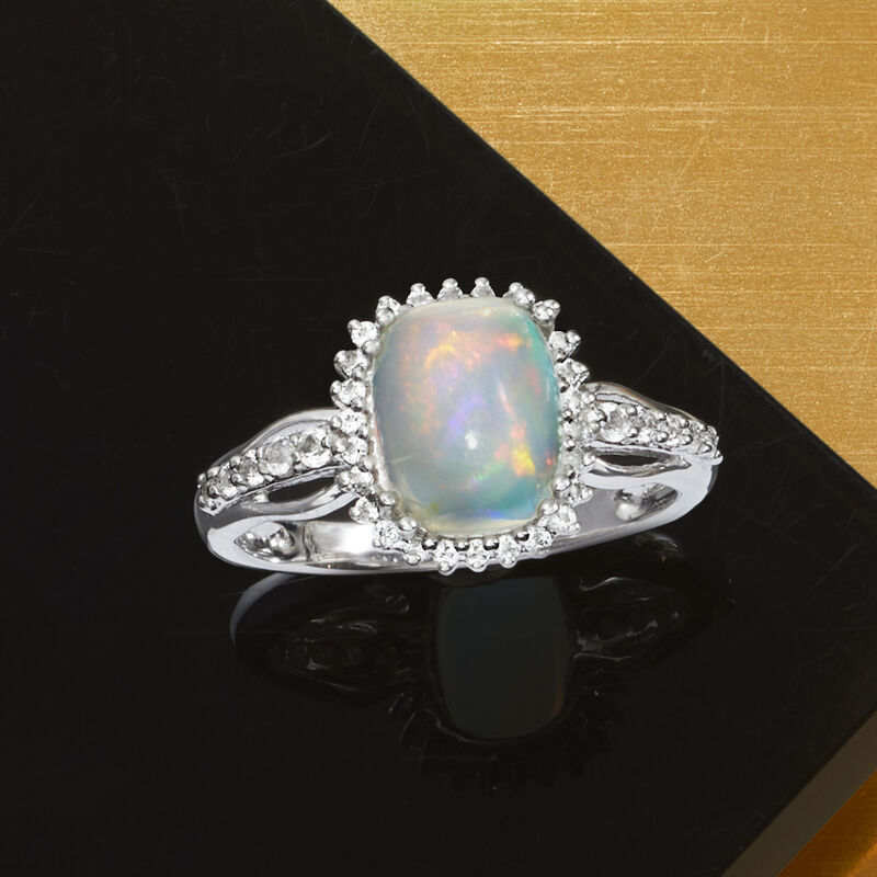 Ethiopian Opal and .35 ct. t.w. White Topaz Ring in Sterling Silver image number 3