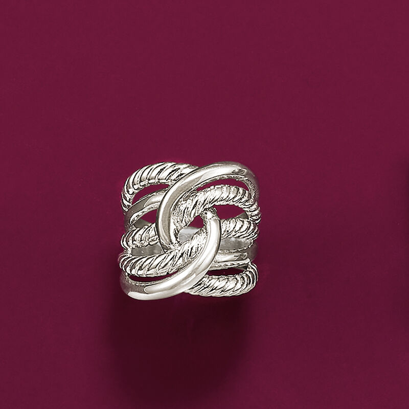 Italian Sterling Silver Roped Knot Ring image number 4