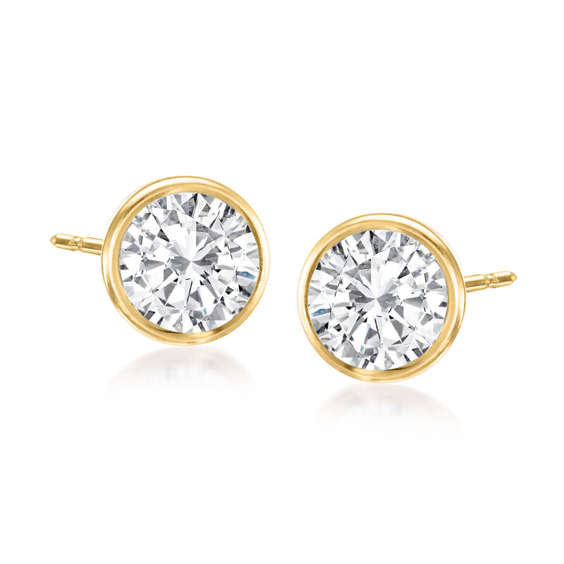 1.00 ct. t.w. Bezel-Set Diamond Stud Earrings in 14kt Yellow Gold image number 0