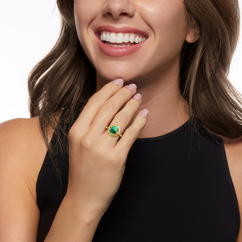 2.30 Carat Emerald Ring in 18kt Gold Over Sterling image number 1