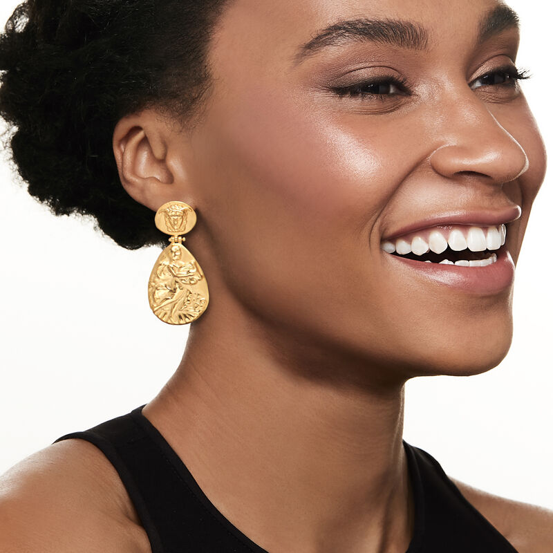 Italian Tagliamonte Medusa and Dancing Muse Drop Earrings in 18kt Gold Over Sterling image number 1