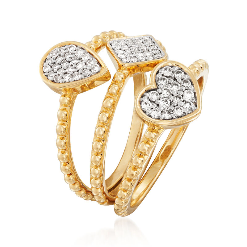 .34 ct. t.w. Diamond Multi-Shape Jewelry Set: Three Rings in 14kt Yellow Gold image number 2