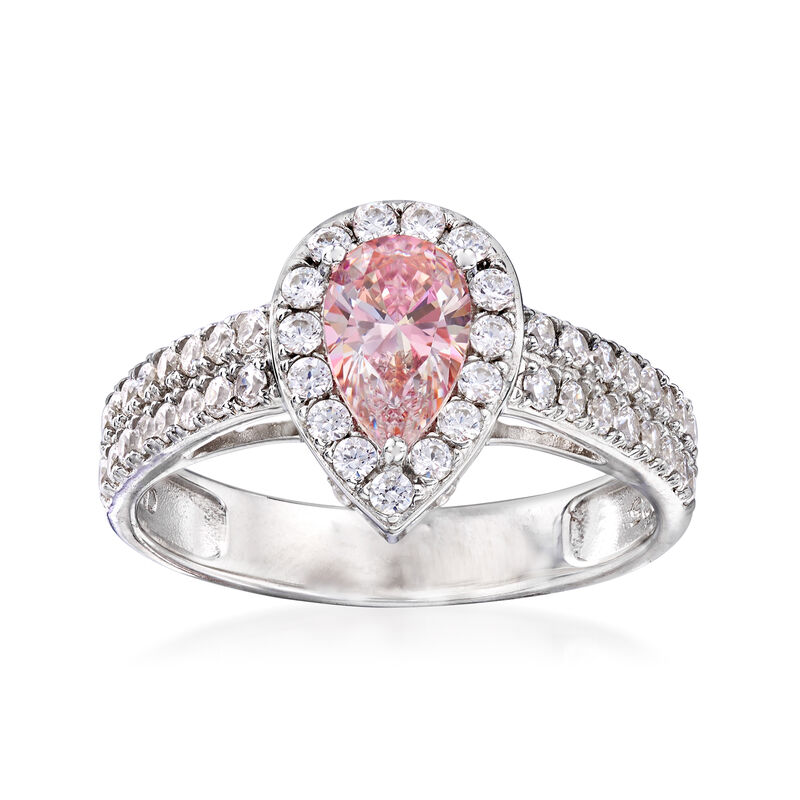 1.00 ct. t.w. Swarovski Morganite CZ and .20 ct. t.w. Swarovski CZ Ring in Sterling Silver image number 0