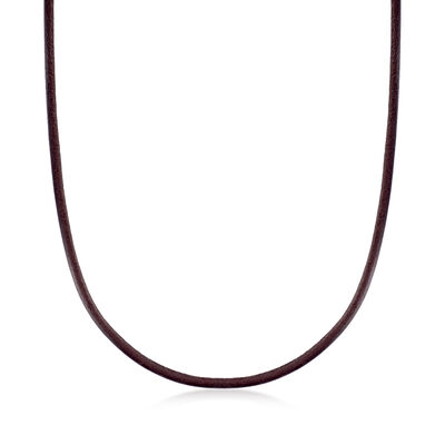 Italian Brown Leather Cord Necklace with Sterling Silver