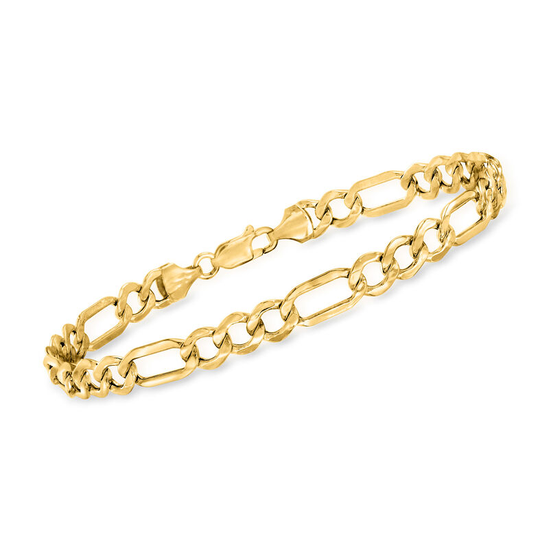 Men's 10kt Yellow Gold Figaro-Link Bracelet. 8.5&quot; image number 0
