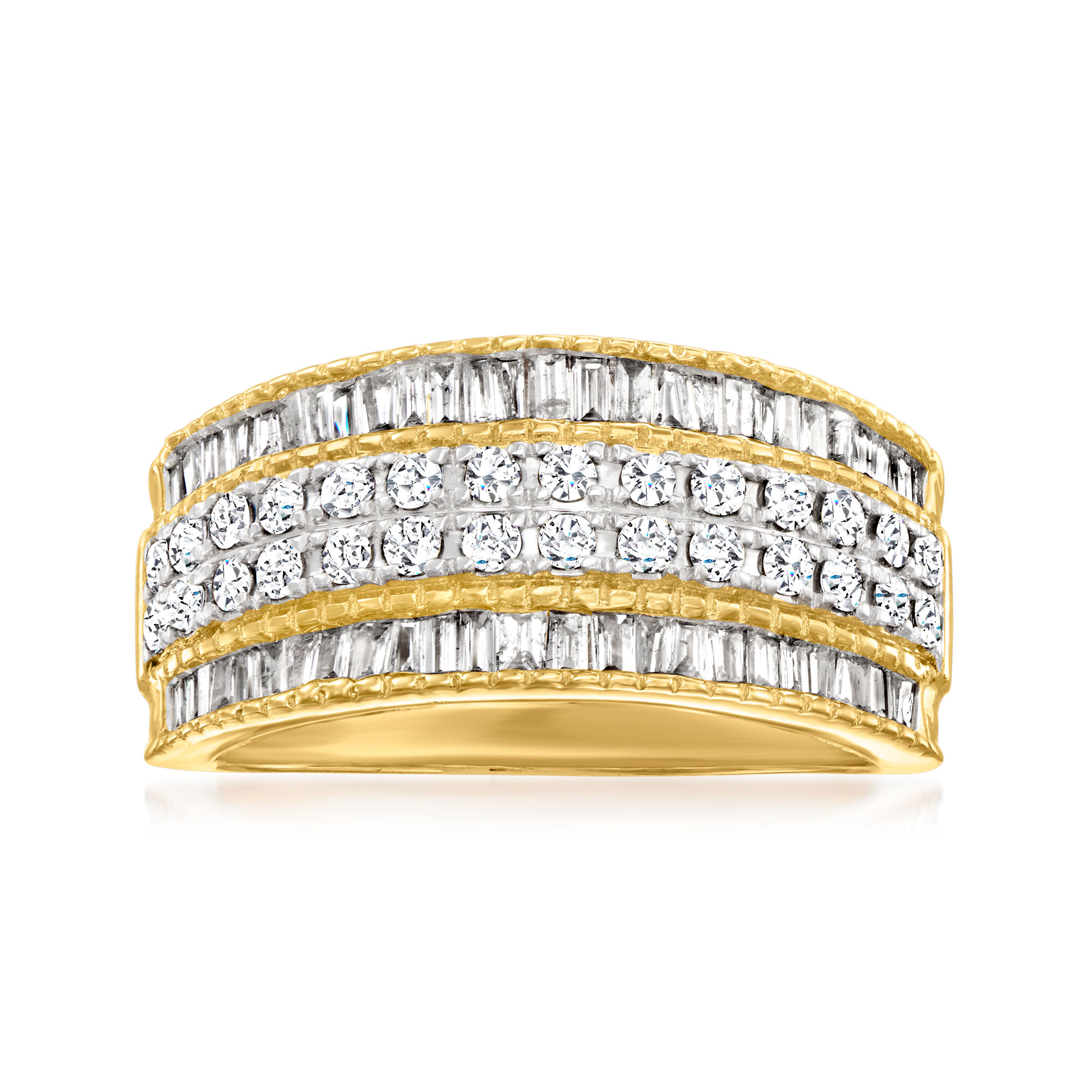 99 ct. t.w. Baguette and Round Diamond Multi-Row Ring in