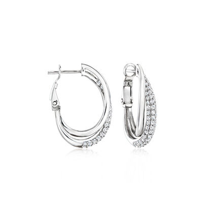 1.70 ct. t.w. White Zircon Double-Hoop Earrings in Sterling Silver