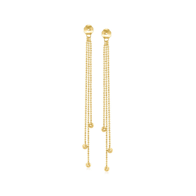 14kt Yellow Gold Beaded Tassel Earring Jackets image number 2